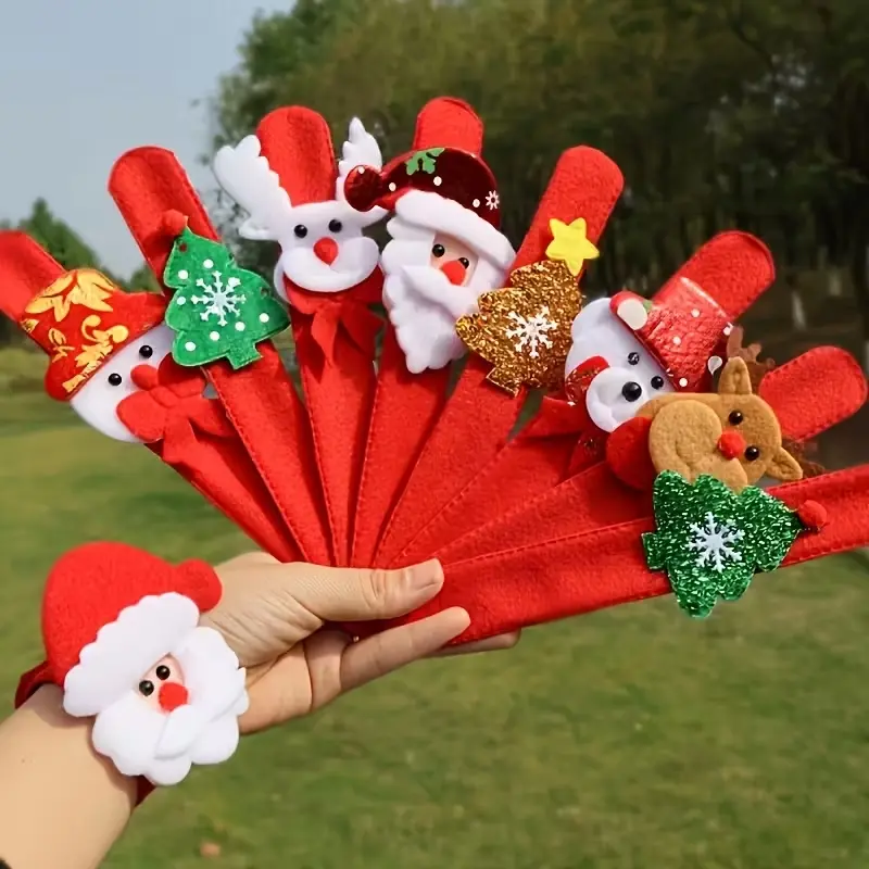 Set of 20 Christmas-Themed Bracelets, Santa, Snowman, Reindeer Designs, Holiday Decorations, Accessories, Children & Adults Bulk
