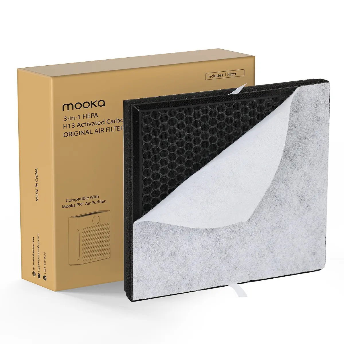 MOOKA Genuine True H13 HEPA Air Filters Replacement for PR1/TM01/M01 Purifier, Removes Dust, Smoke, Odor, Dander, Pollen