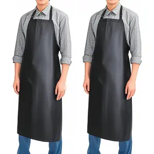 Waterproof Rubber Vinyl Apron 40 Inch Heavy Duty Adjustable Bib for Men Women Kitchen Cooking Lab Dishwashing Black