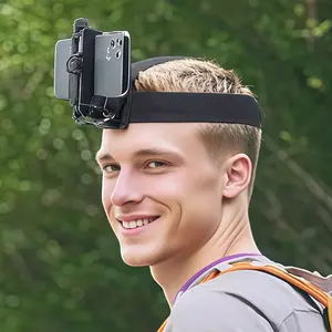 Head-mounted Phone Holder, First Person View Video Outdoor Live Shooting Bracket with Phone Clip, Head Mount Strap for iPhone Samsung Smartphones