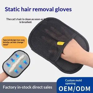 Pet Hair Removal Glove Dual Brush Collection Cat Dog Fur Home Carpet Sofa Static Remover, Efficient Pet Grooming Tool
