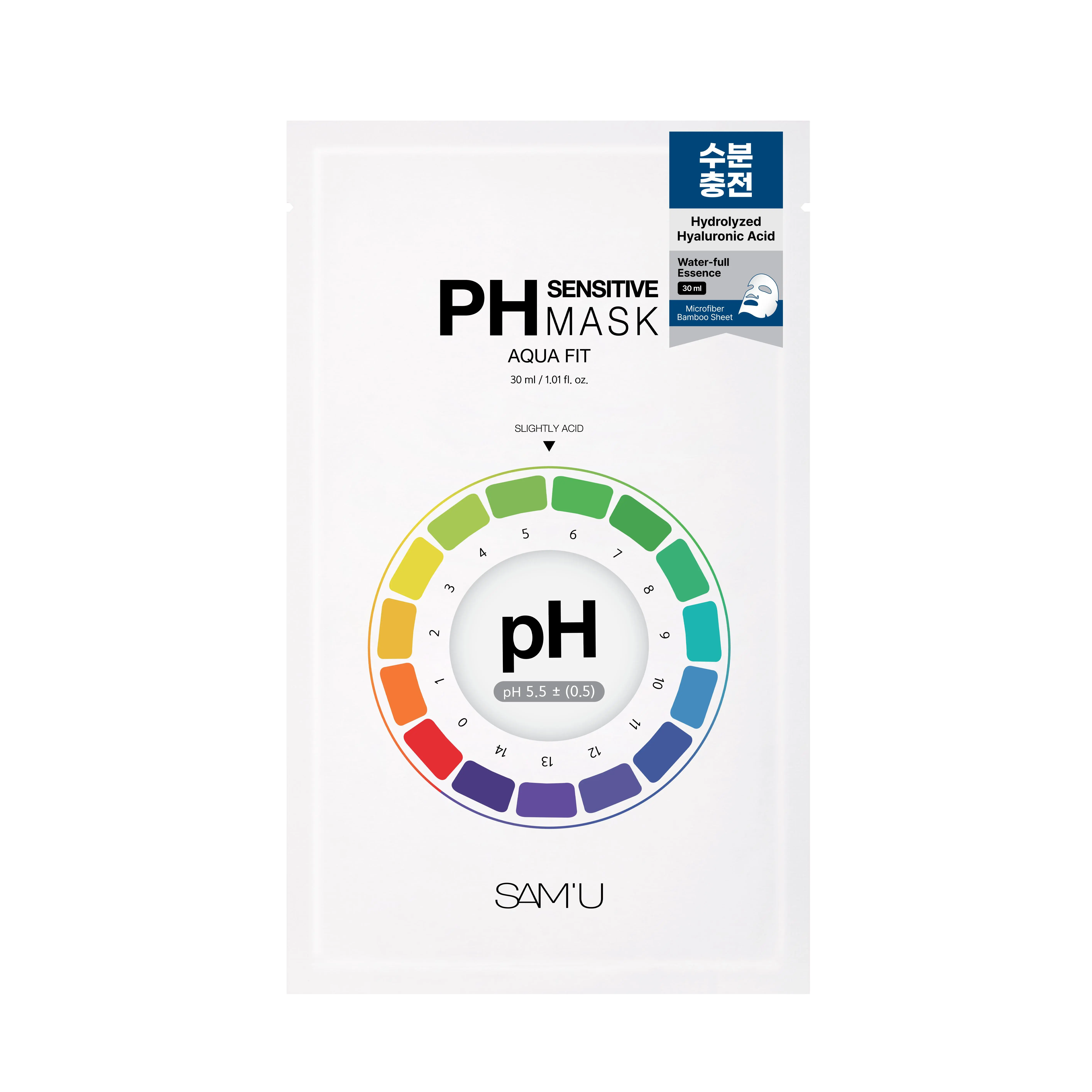 SAM'U PH Sensitive Mask AQUA FIT [Single Sheet] - Intense Hydration for Sensitive Skin with Soothing & Barrier-Repairing Ingredients Thin Breathable Sheet Zero Irritation