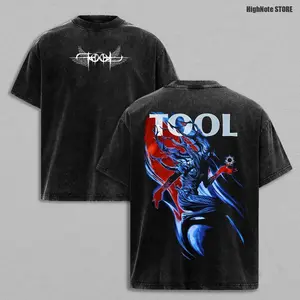 Tool Band Vintage Acid Washed T-Shirt – Oversized Graphic Tee, Progressive Metal Rock Shirt, Psychedelic Alien Artwork Aesthetic, Dark Surreal Streetwear Design, Casual Soft Cotton Unisex Top, Men Women Wear, Gift for Tool Fans HO5