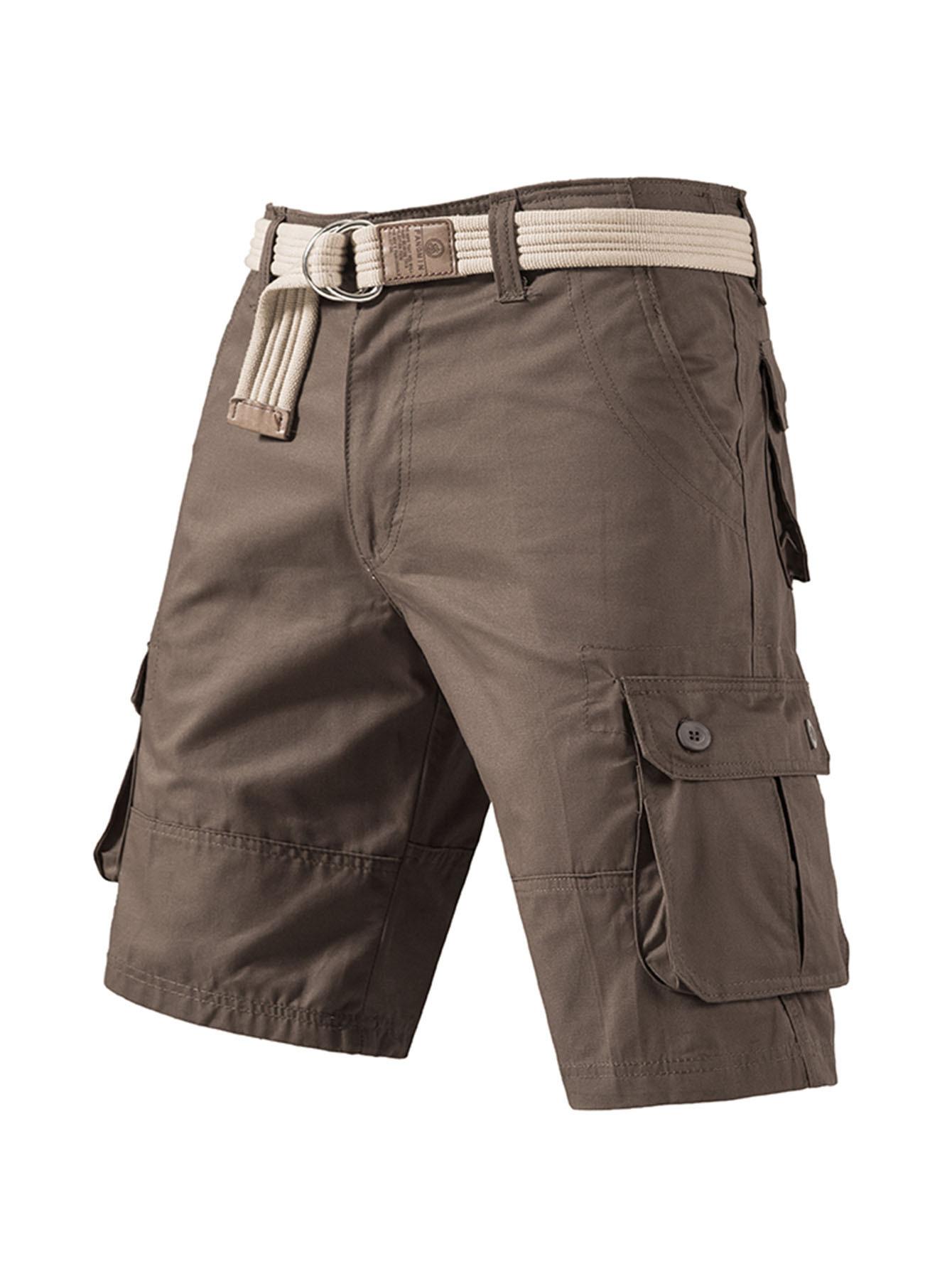 Set of 5 European/American summer casual shorts for outdoor commuting—breathable, comfortable multi-piece set featuring American vintage pure cotton cargo shorts and men’s sports-casual shorts; mid-thigh pure cotton shorts with a wear-resistant, wrinkle-r