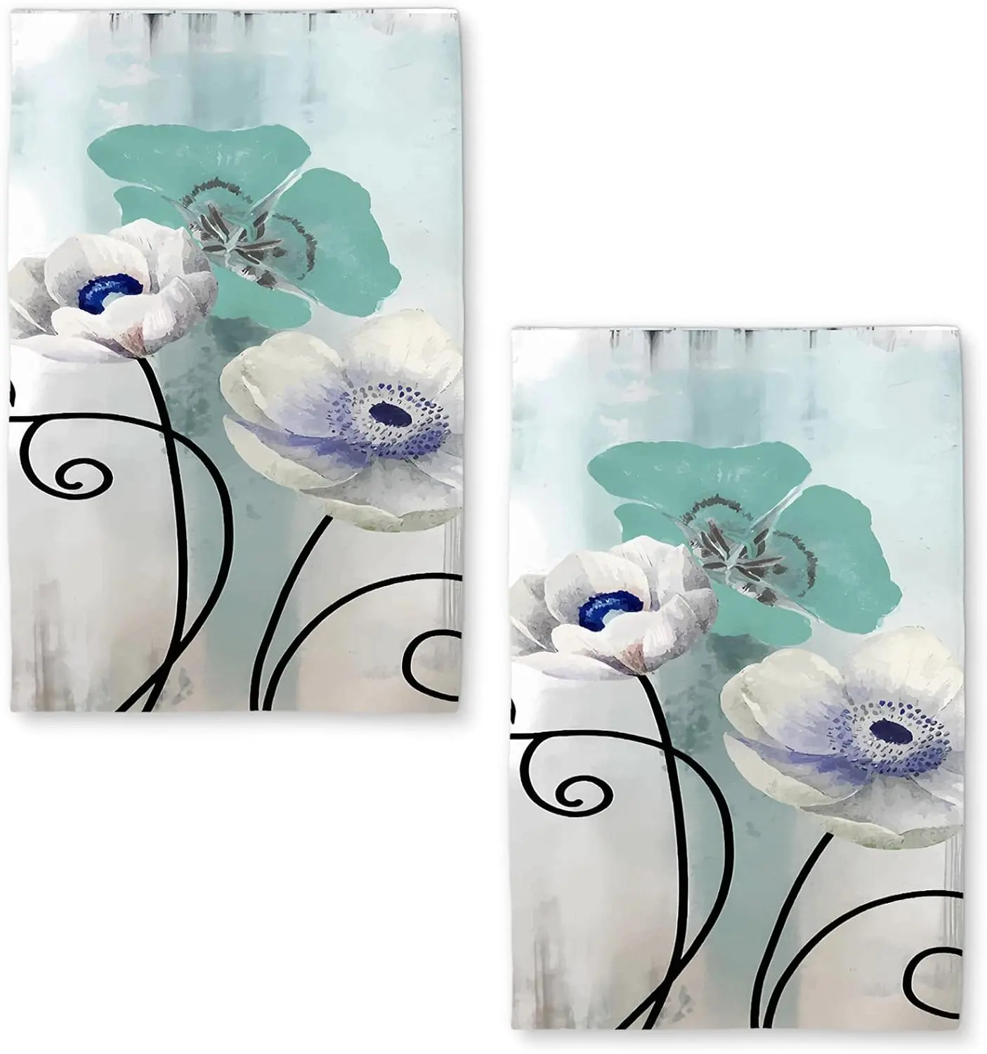 Sunflower Eucalyptus Summer Flowers Quick Dry Microfiber Kitchen Towels Set of 2 Hand Towels 18" x 26" Cloth Dish Towel for Kitchen Drying