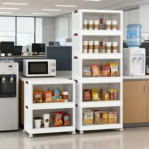 60cm 2-3-4-5 layers Storage Bins With Lids Large Stackable Storage Bins With Wheels And Door Storage Containers Box For Closet Organizers And Storage Plastic Drawer Storage For Bedroom Office Kitchen School