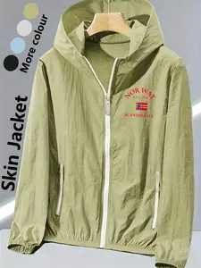 Women's Hooded Skin Jacket With Norway Flag Print All Season Lightweight Breathable Windbreaker Loose Slim Fit Comfortable Skin Friendly Multiple Colors Ultra Light Portable Versatile Daily Wear Commuting Travel Outdoor Casual Sun Protection Jacket