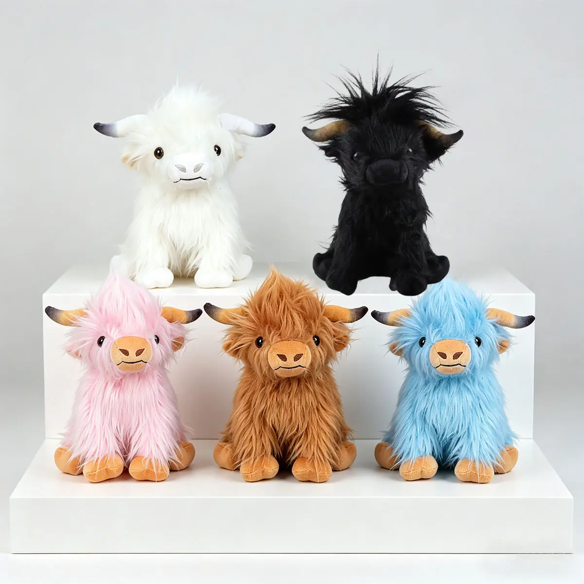 Highland Cow Stuffed Animal Cute Realistic Fluffy Scottish Cattle Plush Toy Soft Cute Farm Plushie for Kids Girls Boys Baby Birthday Gift & Home Decor DIY Toys, Cute Animal Design, Soft Stuffed Doll