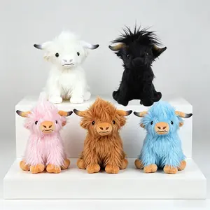 Highland Cow Stuffed Animal Cute Realistic Fluffy Scottish Cattle Plush Toy Soft Cute Farm Plushie for Kids Girls Boys Baby Birthday Gift & Home Decor DIY Toys