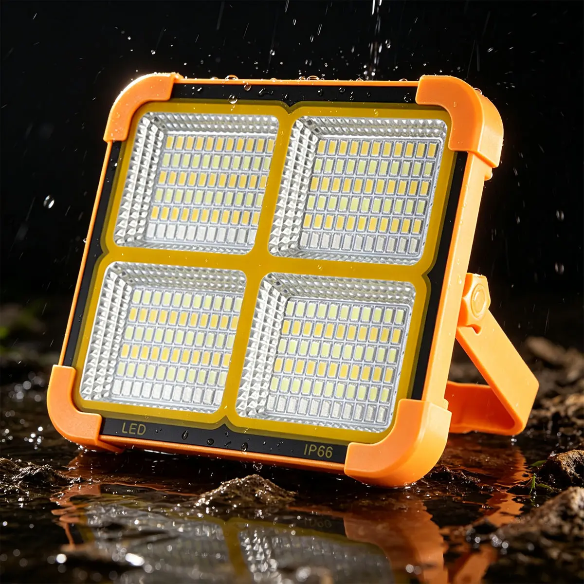 Solar Rechargeable LED Work Light - 288 Super Bright 5730 Beads Floodlight with USB & Type-C Charging, 5 Lighting Modes, IP66 Waterproof Portable Dimmable Emergency Flashlight, Solar Powered Rechargeable Powerful Flashlights for Camping