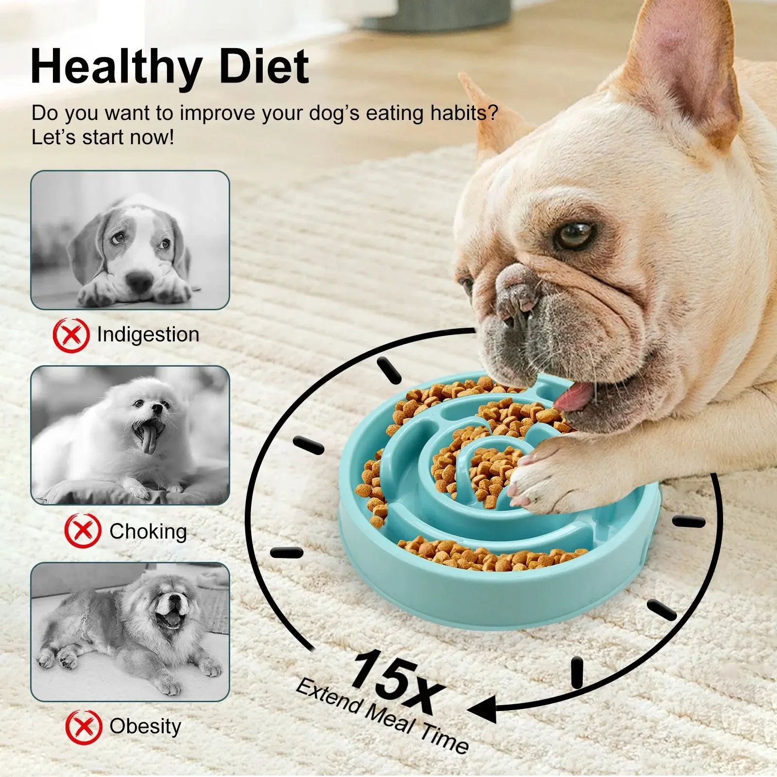 Slow Feeder Bowl for Dogs - Non-Slip Pet Feeding Bowl