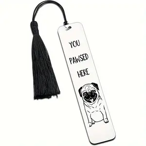 Cute Dog Pattern Stainless Steel Bookmark, 1 Count Durable Bookmark with Tassel, Reading Accessories for Home & Office & School
