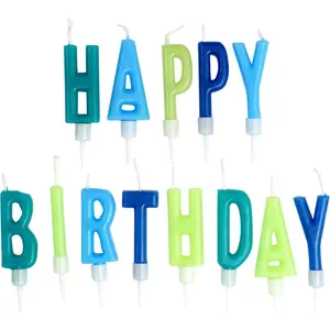 Happy Birthday Letter Candles, Blue & Green Birthday Candles, Birthday Candle Set For Birthday Cakes, Party Decoration