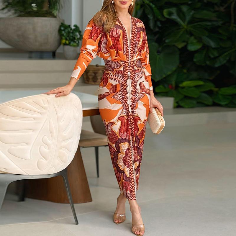 ChicMe Women's Floral Print V Neck Short Sleeve Valentine's Day Ruched Dress Casual Waist Slit Midi Dress for Wedding & Wedding Guest