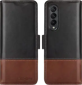 KEZiHOME Genuine Leather Galaxy Z Fold 3 Wallet Case [RFID Blocking] with Card Slot Flip Kickstand Phone Cover Compatible with Galaxy Z Fold 3 (2021)