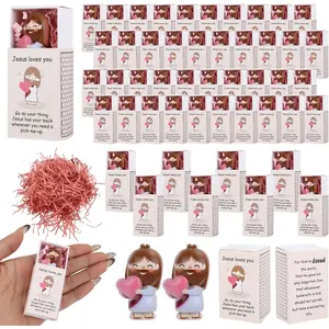 36 Sets Mini Jesus Loves You Figures Bulk Christian Party Favors Easter Basket Stuffers Little Jesus Figurines Pocket with Storage Box Religion Gifts for Adults Christian Coworkers Church Members
