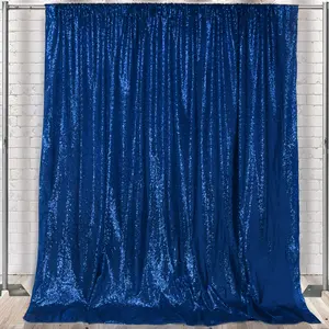 Glitz Sequin on Taffeta Drape/Backdrop 14 ft x 104 Inches Navy Blue