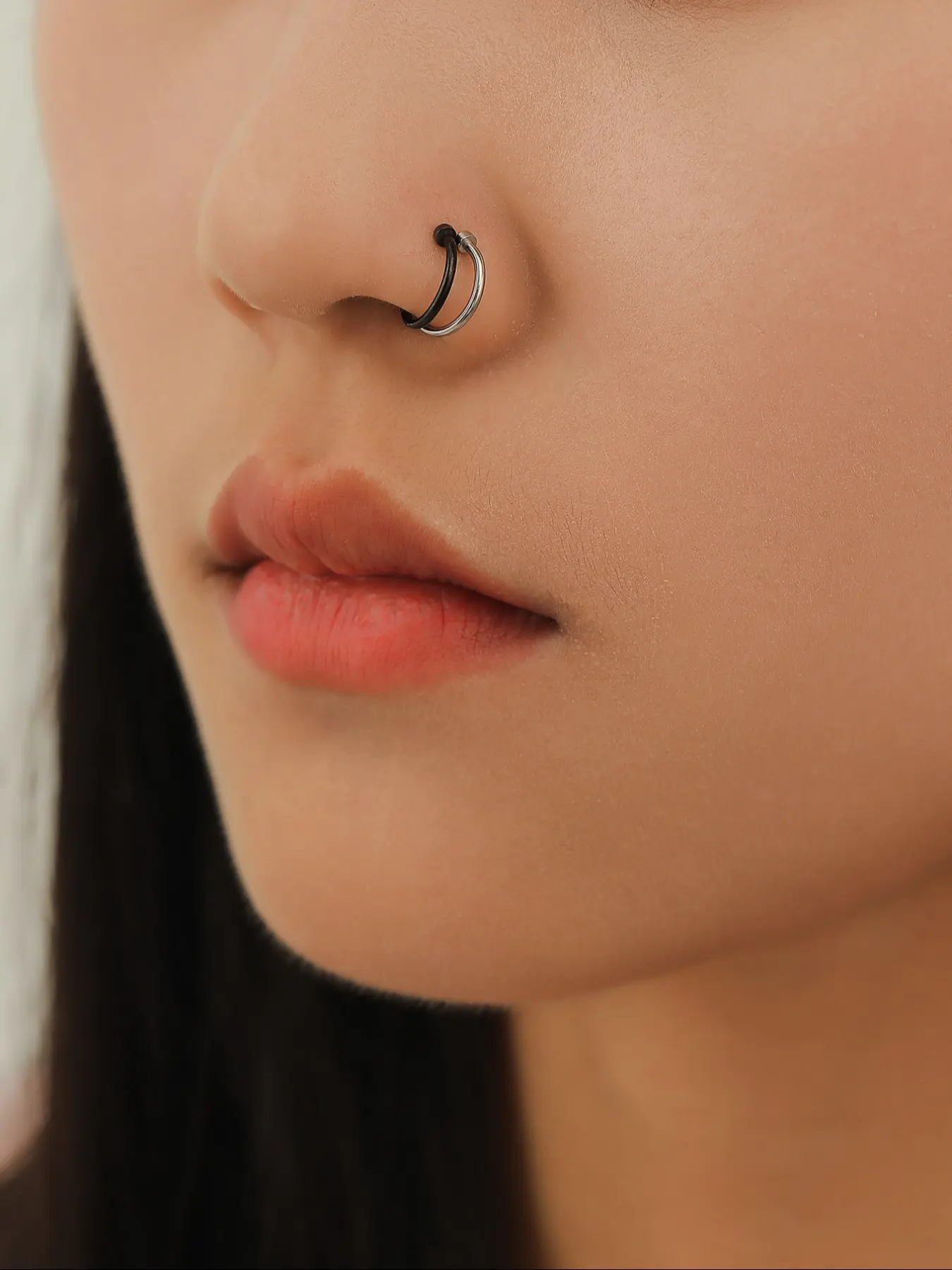 Men's Stainless Steel Fake Nose Ring C-Shaped Piercing Fashion Body Jewelry Set, Nose Rings Set, Nail Shape Design, Durable & Stylish Accessory for Men