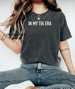 In my Tia era shirt, comfort colors, size up for an oversized look
