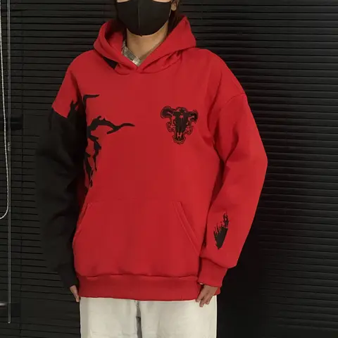 Black Clover Asta's demon hoodie Unisex Printed Fashion Wear Hoodie Anime Fan Sweater  Long Sleeve Fashion Wear Menswear Stylish