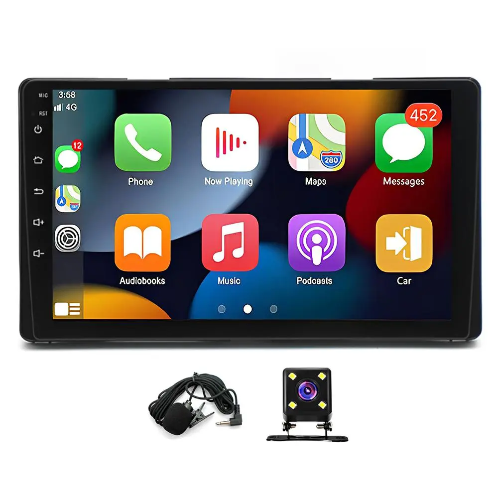 9-Inch Car Stereo for 2015–2018 Toyota Sienna | Compatible with Wireless CarPlay & Android Auto | 2+32GB | 4-LED AHD Backup Camera & Microphone carplay screen