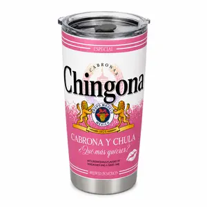 Chingona Modelo Inspired 20oz Stainless Steel Tumbler with Lid - Pink Cabrona y Chula Mexican Style Insulated Travel Mug - Double Wall Vacuum Flask for Cold Drinks outdoorfun