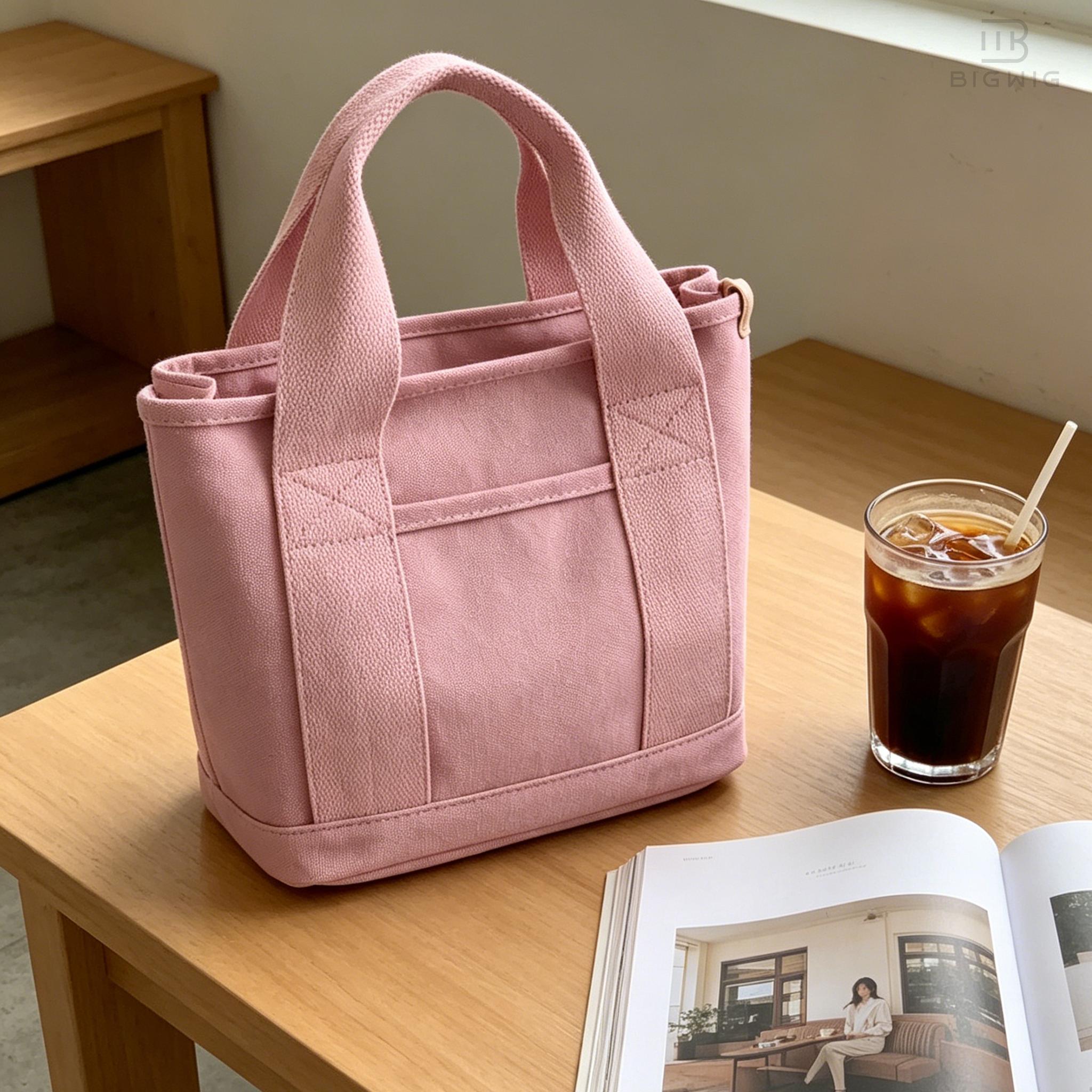 Canvas Tote Bag with Multi-Pockets, Zipper Crossbody Handbag for Women, Versatile Shoulder Purse for Daily Travel & Work, Compact Organizer Satchel