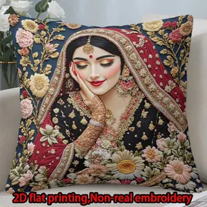 2D flat print 1pc short plush decoration single-sided pillowcase flowers shawls jewelry non-real embroidery Machine washable multi-size pillowcase suitable for bedrooms living rooms sofa(excluding pillow core)