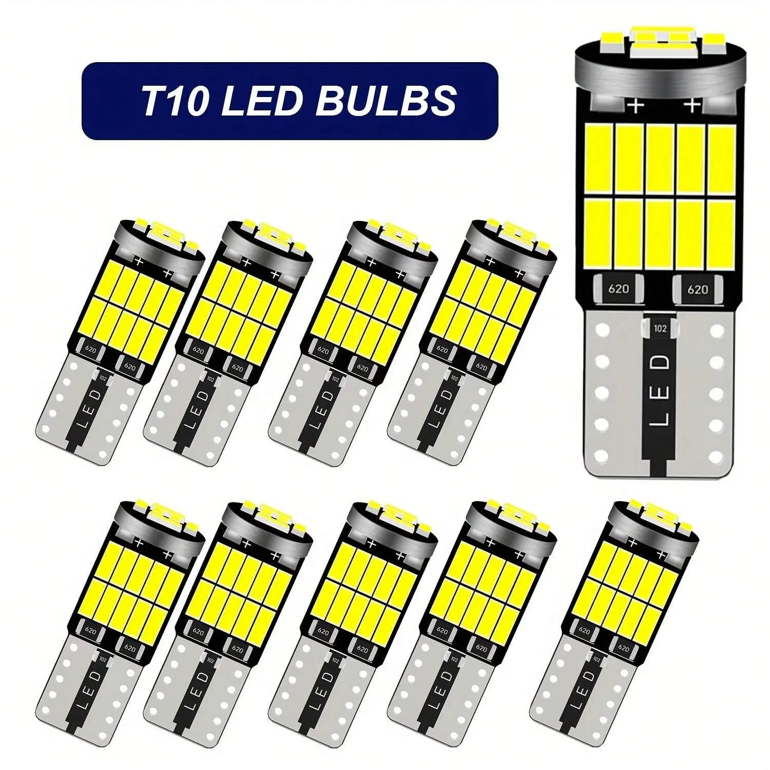 10pcs T10 C5w LED Bulbs, Signal Lamp 194 168 LED Light Bulbs for Car Dashboard, Roof, Reading, License Plate, Parking Dome Bulbs, Car LED Lights, Interior Led Vehicle, Car Interior Light, Car Interior Lighting, 12V