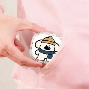 White Puppy with Brown Yellow Hat Blue Scarf Printed Braces Box, High-Value Transparent Denture Box, Student Portable Orthodontic Retainer Storage Case, Waterproof Scratch-Resistant Dental Appliance Storage Container