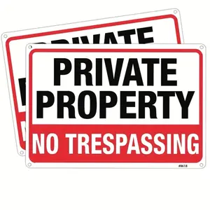 2 Pack No Trespassing Private Property Signs, Aluminum Rustproof, UV Ink, 7 Year Weather Resistance, Home Garden Commercial Use