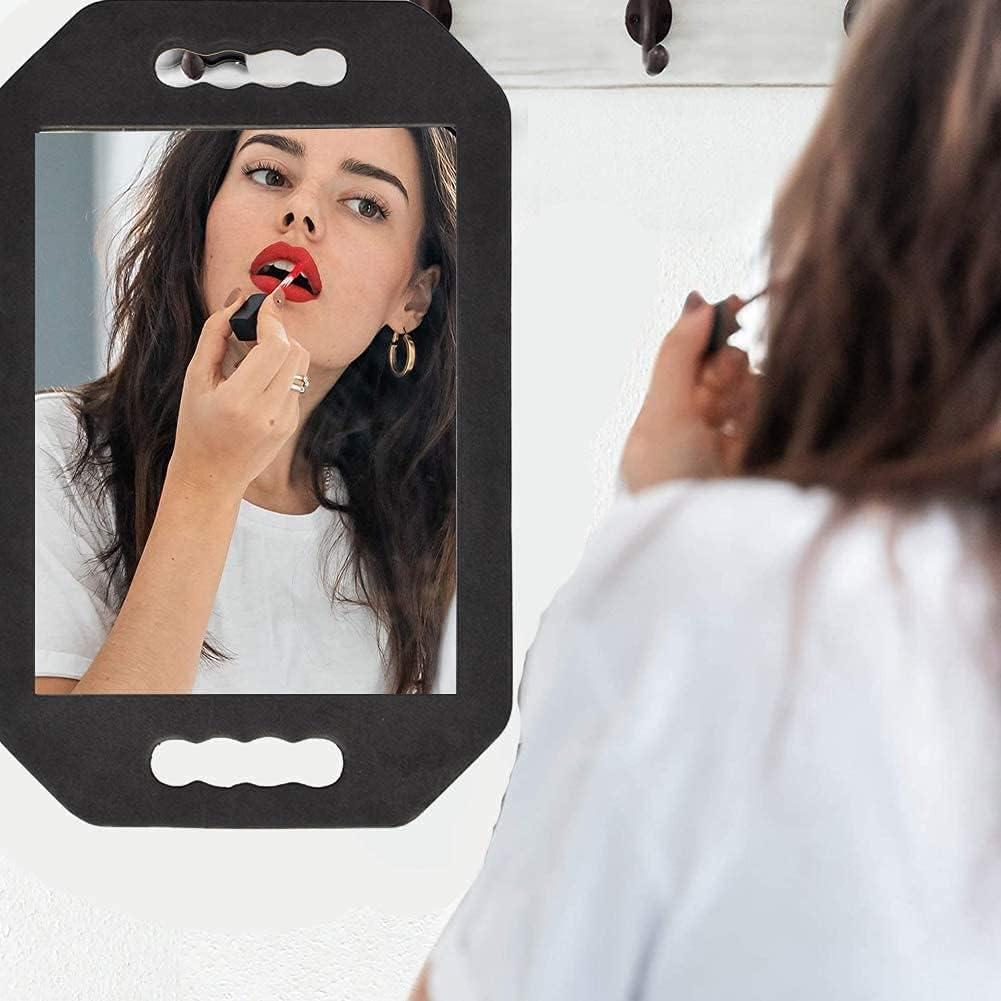 Handheld Mirror – Dual Handle Salon Mirror for Haircut, Makeup, and Back of Head Use – Distortion-Free Glass, Lightweight Durable Frame, Unisex Design – 10"x15.5", Black