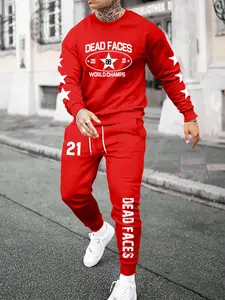 Men's pullover Sweatshirt And Sweatpants Set, Regular Fit Crew neck Sweatshirt, Personalized Printed Pattern, Fashion Casual Outfit , Men's Clothes for Fall Outfits & Winter Outfits, Suitable For Husband Or Boyfriend Gift, Street, Commute, Outdoor Use