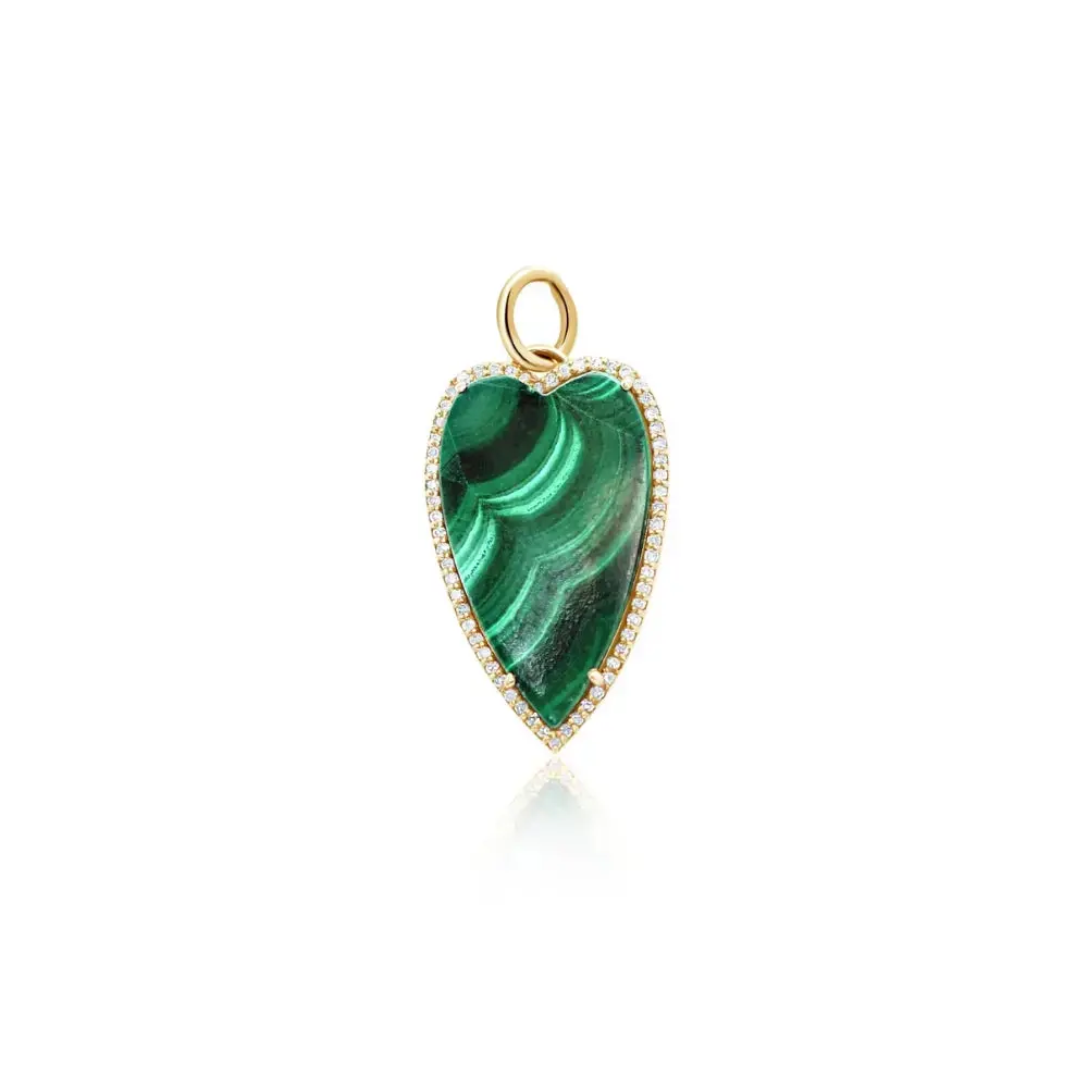 Yellow Gold Malachite Teardrop Heart Pendant
