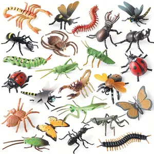 24pcs Realistic Mini Insect Toy Set with Ants, Beetles, Bees, Flies & more - Crawling Bugs for Classroom Prizes, Party Favors, for halloween Decorations, Educational Collection for Kids