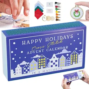 Christmas Cross Stitch Advent Calendar Kit, 24-Piece Set, Beginner-Friendly Handmade Craft Project, Holiday-Themed DIY Decoration