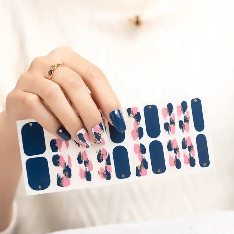 Brush Strokes Nail Strips No UV Light Needed Lasting Nail Wraps 20 Pcs Sheet Double-Ended for the Perfect Fit