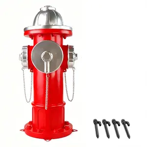 Industrial Style Mini Fire Hydrant Sculpture Ornament - Decorative Metal Fire Plug Outdoor Statue with Ground Pegs, Lawn Patio Vintage Accent Decor, Hollow Pure Decor Craft (No Storage Function)