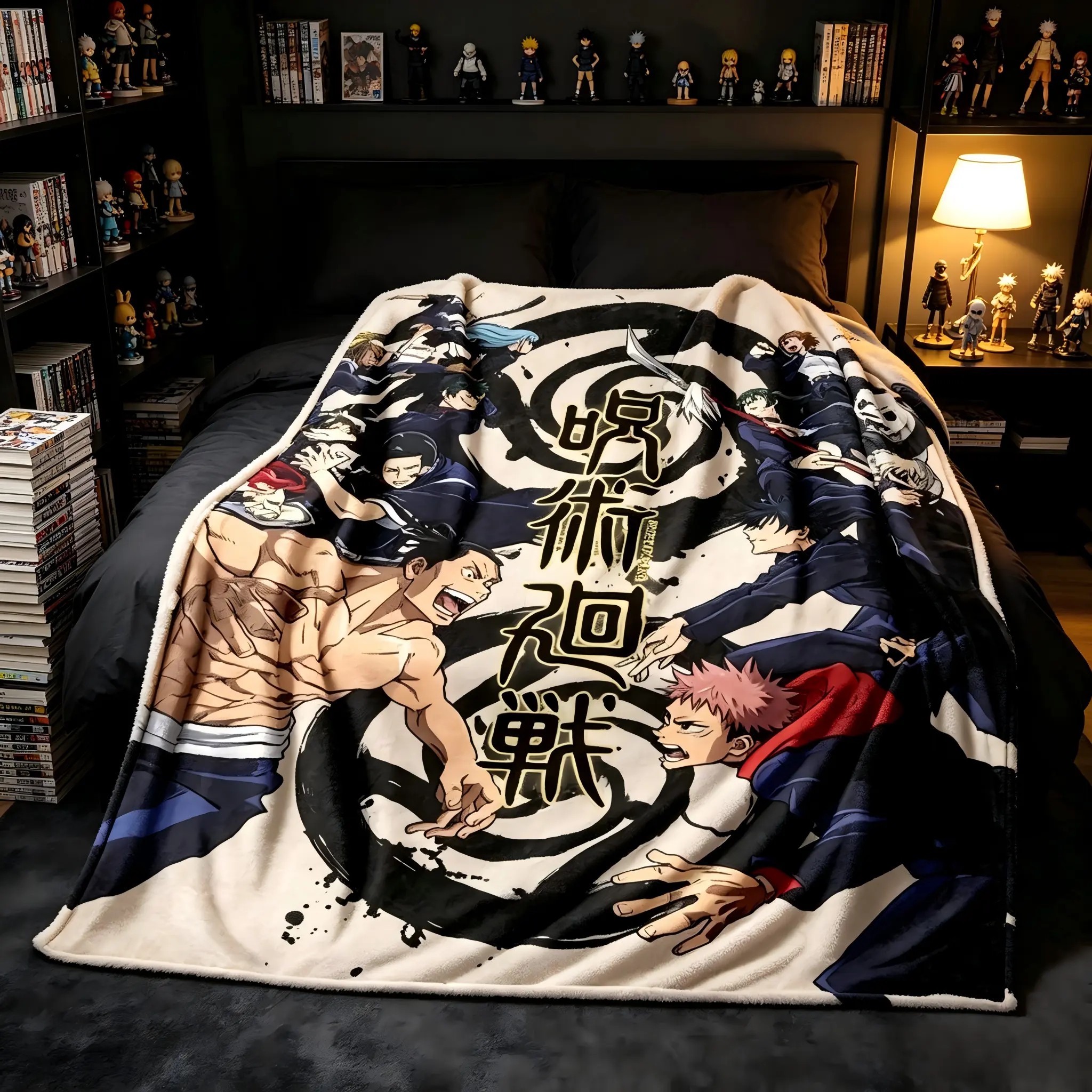 Jujutsu Kaisen Cartoon Anime Super Soft Throw Blanket, Featuring Yuji, Megumi, Nobara, Satoru Gojo, for Travel and Bedding