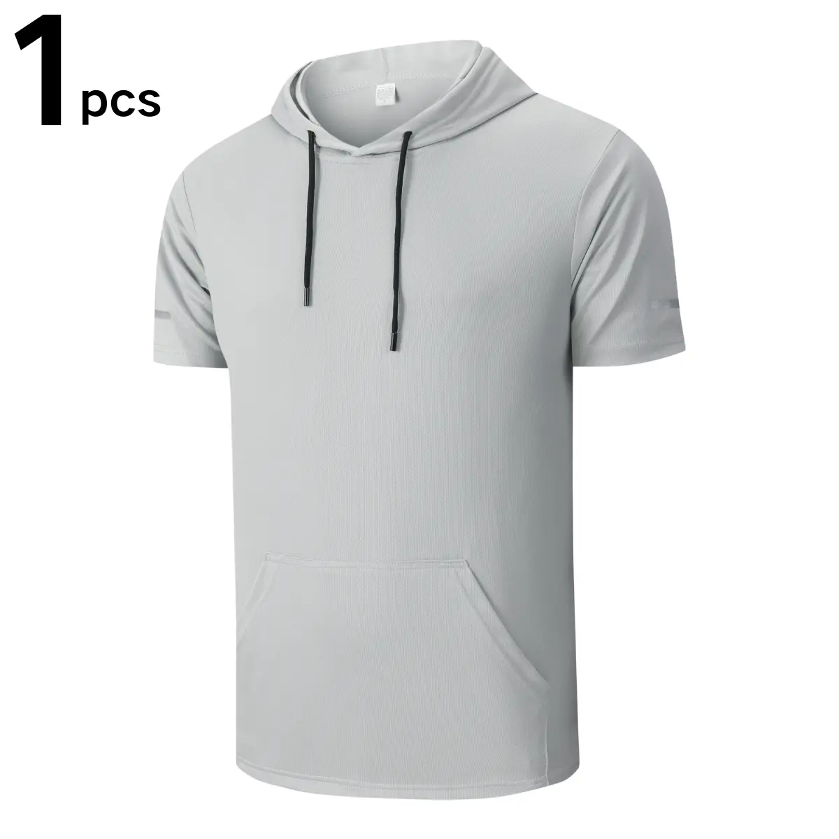 Men's Solid Color Short-Sleeve Sporty T-Shirt Hoodies - Elastic Drawstring, Breathable Mesh, Kangaroo Pocket, Reflective Strips - Men’s Clothes for Summer Sports, Commuting, Sporty T-Shirts Men's Solid Color Short-Sleeve Sporty T-Shirt Hoodies - Elastic Drawstring, Breathable Mesh, Kangaroo Pocket, Reflective Strips - Men’s Clothes for Summer Sports, Commuting, Sporty T-Shirts