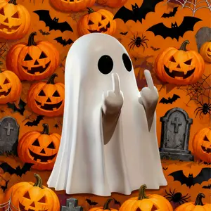 Halloween Ghost Figurine-Spooky Resin Middle Finger Ghost Statue, Cute Ghost Decor for Halloween Decorations, Porch and Indoor Spooky House Decor (Middle Finger Ghost）