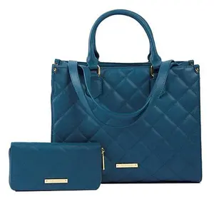 Joy Mangano Joy First Class Luxury Leather Quilted Handbag & Clutch Wallet