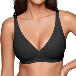DEANGELMON​ Deep V Plunge Bra for Women​ 3D Jelly Support Wire-Free​ Seamless Invisible​ Bras for Low-Cut Tops​