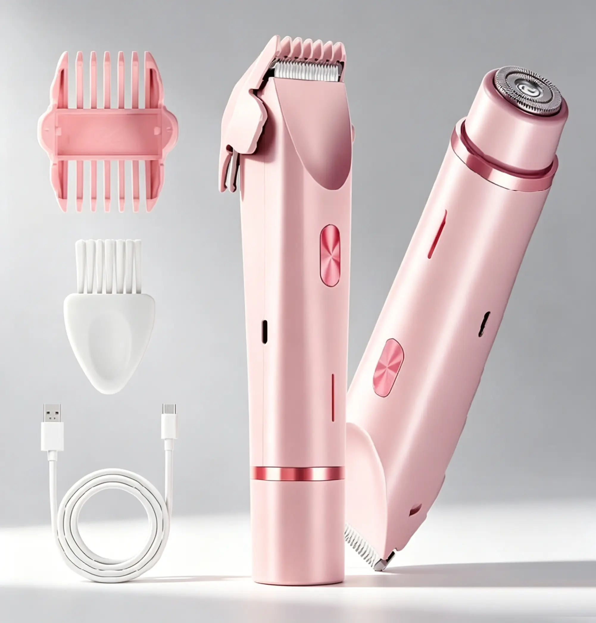 Women's Adjustable 2-in-1 Dual Head Dual Blades Stainless Steel Bikini Trimmer - USB-C Rechargeable Electric Hair Razor, IPX7 Waterproof Wet/Dry Travel-Size Groomer, Skin-Friendly for Sensitive Skin, Long-Lasting Teacher Appreciation Gift