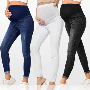Women's maternity skinny jeans, high-waisted tummy-controlling and hip-lifting stretch pants jeans, suitable for pregnancy and postpartum wear