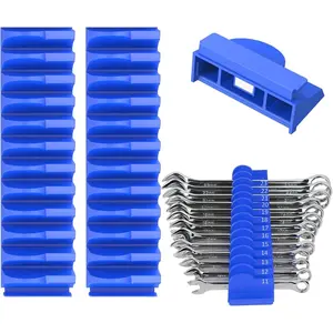 24pcs MAGNETIC Modular Wrench Organizers for Tool Drawers - Wrench Rack with Metric & SAE Labels, Perfect Tool Storage Holder. Gift for father, brother and boyfriend(Blue)