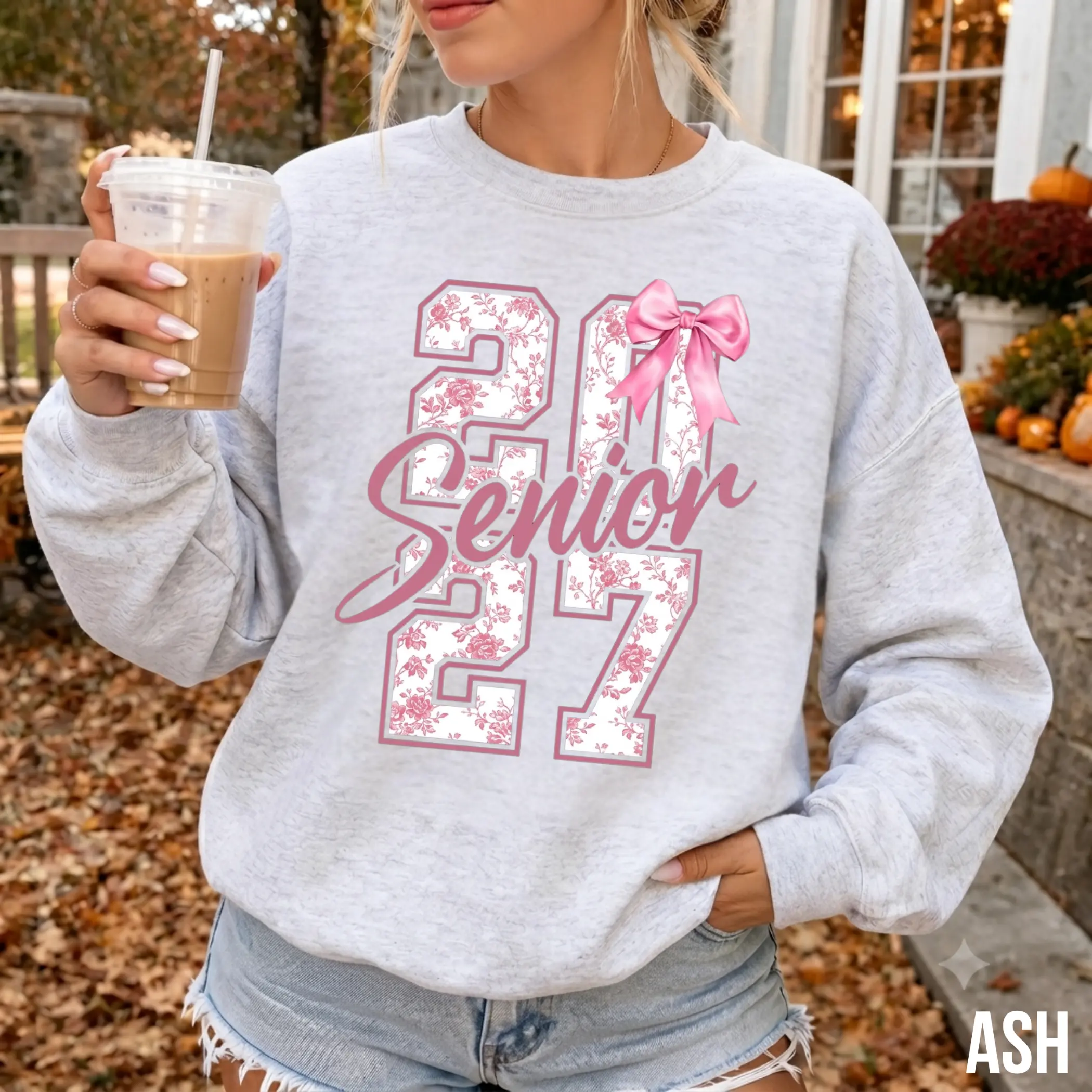 Senior 2027 Sweatshirt, Pink Coquette Graduation Crewneck, Floral Class of 2027 Graphic Sweatshirt, High School Senior Gift for Girls, Teacher Gift - By Thanya LLC