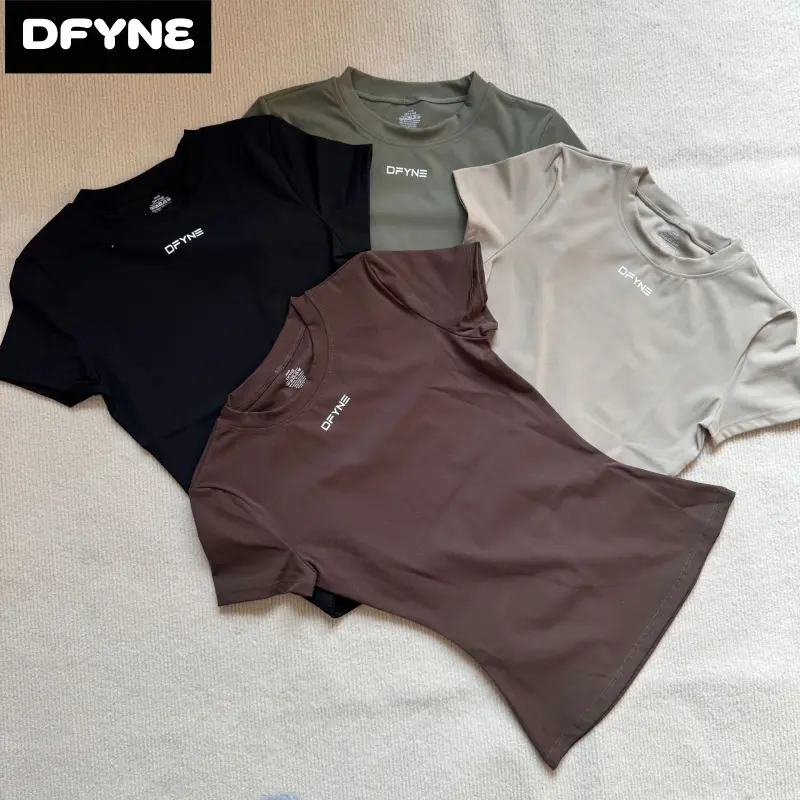 Dfyne Compression Shirt for Women, Seamless Short Sleeve Slim Fit Top with Hourglass Contour, Moisture-Wicking for Gym & Upper Body Workout, Tops For Women