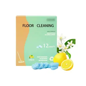 Lemon Scent Floor Cleaning Tablets - No Residue for Wood/Tile/Marble - 12 Count
