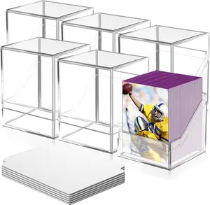 Homthy 6 Pack Card Deck Cases for Trading Card, Acrylic Commander Storage Boxes Holding 600+ Sleeved Cards with 6 Dividers, Clear Storage Boxes Fit for MTG TCG and Sport Cards (6 Pack)